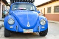 Old blue car parked in the streets of San Cristobal De Las Casas, Chiapas, Mexico