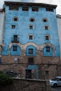 OLD BLUE COLOR BUILDING IN CUENCA Royalty Free Stock Photo