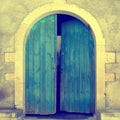 Old blue door, Crete, Greece Royalty Free Stock Photo