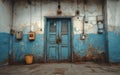Old Blue Door in a Decayed Industrial Building Royalty Free Stock Photo