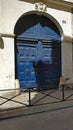 Old blue french door Royalty Free Stock Photo