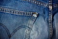 Old blue jeans seam detail cloth of denim for pattern and classic background close up Royalty Free Stock Photo