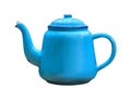 Old blue kettle, isolated on white background Royalty Free Stock Photo