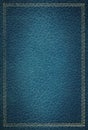 Old blue leather texture gold frame Royalty Free Stock Photo
