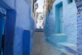 Old blue painted street in city of  Chefchaouen,Morocco Royalty Free Stock Photo