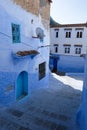 Old blue painted street in city of  Chefchaouen,Morocco Royalty Free Stock Photo