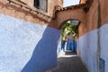 Old blue painted street in city of  Chefchaouen,Morocco Royalty Free Stock Photo