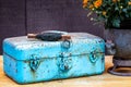 Old Blue Painted Tool Box Royalty Free Stock Photo