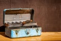 Rustic Old Blue Painted Tool Box Royalty Free Stock Photo