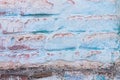 Blue plaster brick wall texture. Old retro building background copy space. Orange stones surface,detailed stone backdrop Royalty Free Stock Photo