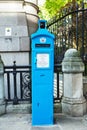 Old blue police public call post in London Royalty Free Stock Photo