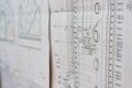 Old blue prints for industrial manufacturing Royalty Free Stock Photo