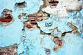 Old blue red brick wall. Abstract background and texture of cracked bricks and blue painted wall Royalty Free Stock Photo