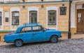 Old blue Russian car in Kiev
