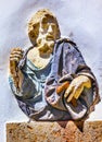 Old Blue Saint Peter Statue Wall Obidos Portugal Royalty Free Stock Photo