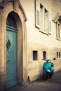 Old Blue Scooter, vintage Royalty Free Stock Photo