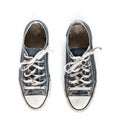 Old blue sneakers isolated on white background Royalty Free Stock Photo