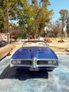 Old blue sport 1969 Pontiac GTO convertible in a park. Classic l Royalty Free Stock Photo