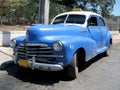 Old blue taxi in Cuba 2