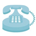 Old blue telephone flat illustration on white Royalty Free Stock Photo