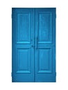 Old blue textured wooden doors is isolated on white background Royalty Free Stock Photo
