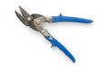 Blue tin snips on white Royalty Free Stock Photo