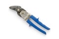 Blue tin snips, on white Royalty Free Stock Photo