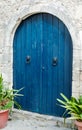 Old blue wooden door on Crete Royalty Free Stock Photo