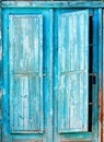 Old blue wooden shutters