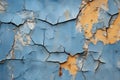 an old blue and yellow painted wall with peeling paint Royalty Free Stock Photo