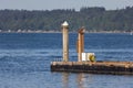 old boat launch floating out in the puget sound Royalty Free Stock Photo