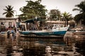 Old boat moored in the port of Soyo, Angola - Rio Zaire