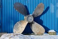 Old boat propeller deteriorate in boat yard