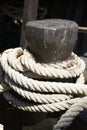 Old boat rigging with ropes Royalty Free Stock Photo