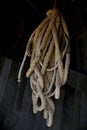 Old boat rigging with ropes Royalty Free Stock Photo