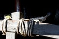 Old boat rigging with ropes Royalty Free Stock Photo