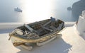 Old boat on rooftop at Santorini, Greece Royalty Free Stock Photo