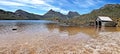 Old boat shed on Dove Lake - Cradle Mountain National Park, Tasmania, Australia. Royalty Free Stock Photo