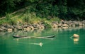 Old boat sunk in lake Royalty Free Stock Photo