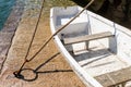 Old boat tender on the hold of the port of Erquy in Brittany France Royalty Free Stock Photo