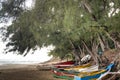 Old boats on the beach of Tofo