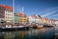 Old boats and houses in Nyhavn in Copenhagen