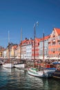 Old boats and houses in Nyhavn in Copenhagen