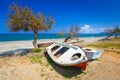 Old boats at Maleme beach on Crete Royalty Free Stock Photo
