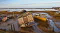 Old Boats on mud flats Felixstowe Ferry early evening