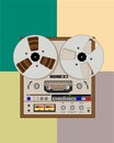 Old bobbin tape recorder with reels Royalty Free Stock Photo