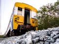 Old bogey of retired train park at the inactive railroad Royalty Free Stock Photo