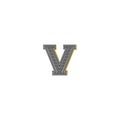 Old bold letter V logo with serifs or roman number five on white background