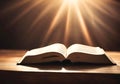 Old book or bible with magic glowing lights. Royalty Free Stock Photo