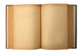 Old book with blank yellow stained pages Royalty Free Stock Photo